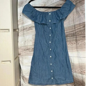 Hollister Blue Off-Shoulder Midi Dress